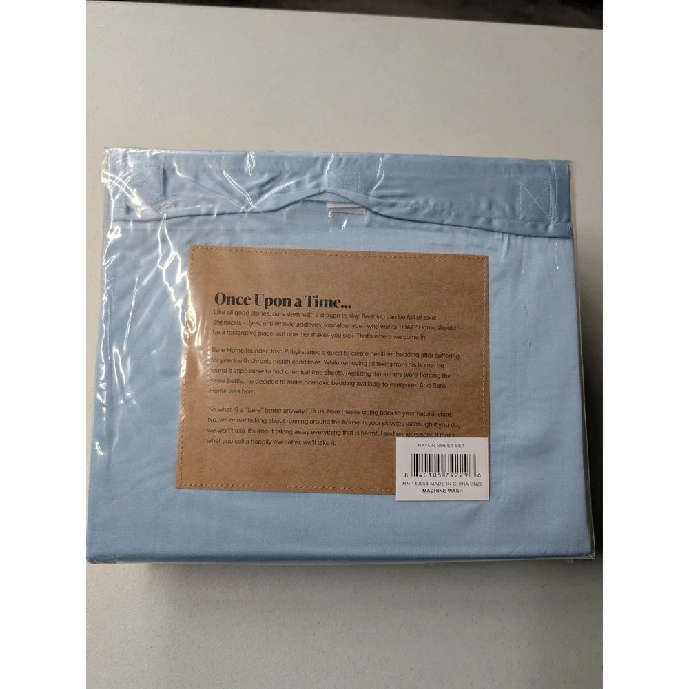 Bare Home Sheet Set Queen Blue NWT 100% Rayon from Bamboo 4 Piece Bedding